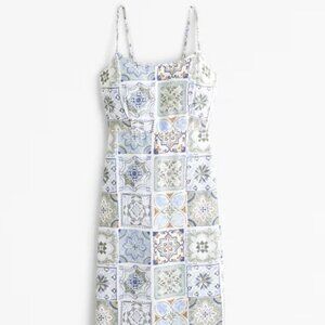 Abercrombie & Fitch Scoopneck Slip Midi Dress Light Blue Size M BNWT